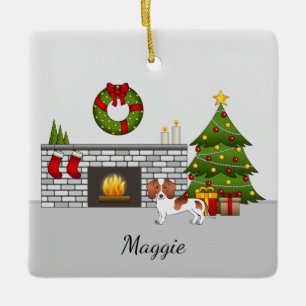 Ornamento De Cerâmica Cachorro de Cabelo Curto-Vermelho - Sala de Natal