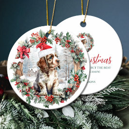Ornamento De Cerâmica Cachorro de Cachorro de Cachorro Espaniel de Natal