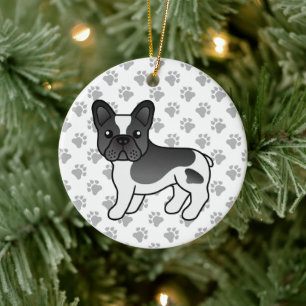 Ornamento De Cerâmica Cachorro de Cartografia Bonito de Buldogue Preto P