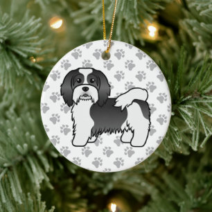 Ornamento De Cerâmica Cachorro De Cartoons De Cartoon Negro E Branco
