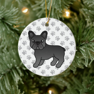Ornamento De Cerâmica Cachorro de Cartoons Negro-Buldogue