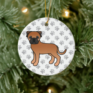 Ornamento De Cerâmica Cachorro de Cartoons Vermelho Bullmastiff