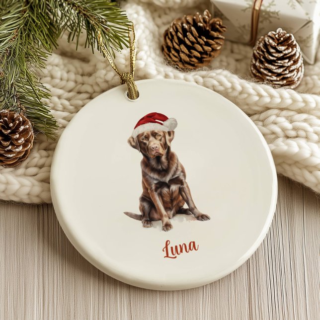 Ornamento De Cerâmica Cachorro de Chocolate Cão Personalizado Natal (Criador carregado)