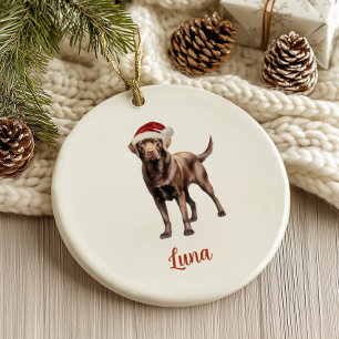 Ornamento De Cerâmica Cachorro de Chocolate Cão Personalizado Natal