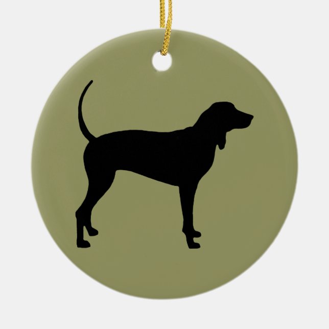 Ornamento De Cerâmica Cachorro de Coonhound (preto) (Frente)