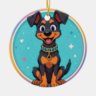Ornamento De Cerâmica Cachorro de Desenho Animado Fofo Com Coleira