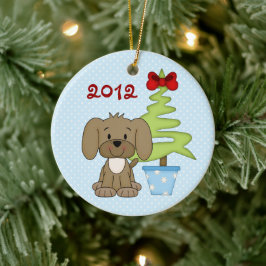 Ornamento De Cerâmica Cachorro de Feliz Natal de 1 rua de Bebê Personali