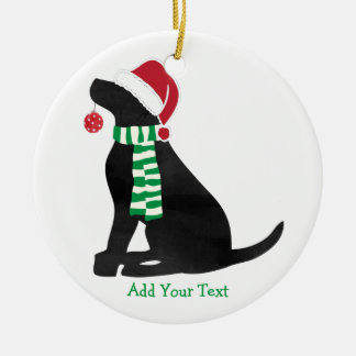 Ornamento De Cerâmica Cachorro de Férias Preto do Natal Personalizado