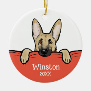 Ornamento De Cerâmica Cachorro de German shepherd Cachorro Personalizado