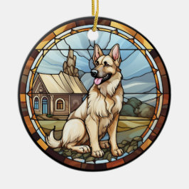 Ornamento De Cerâmica Cachorro de German shepherd de vidro manchado doce