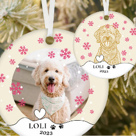 Ornamento De Cerâmica Cachorro de Goldendoodle Desenho de Mão Personaliz