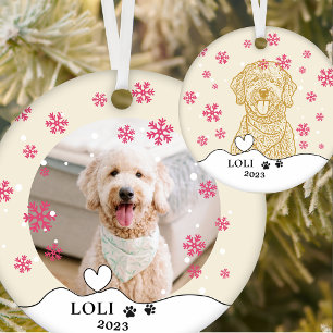 Ornamento De Cerâmica Cachorro de Goldendoodle Desenho de Mão Personaliz