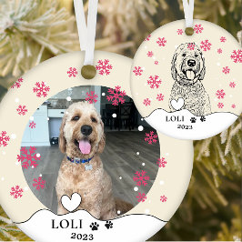Ornamento De Cerâmica Cachorro de Goldendoodle Desenho de Mão Personaliz