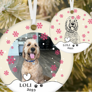 Ornamento De Cerâmica Cachorro de Goldendoodle Desenho de Mão Personaliz