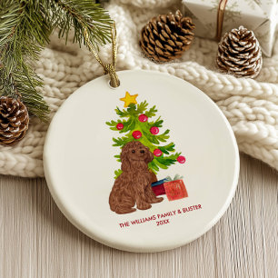 Ornamento De Cerâmica Cachorro de Goldendoodle Personalizado Natal