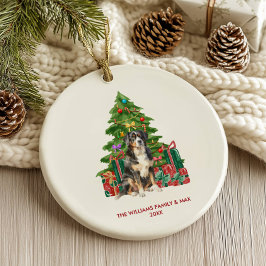 Ornamento De Cerâmica Cachorro de Montanha Bernês Natal Personalizado