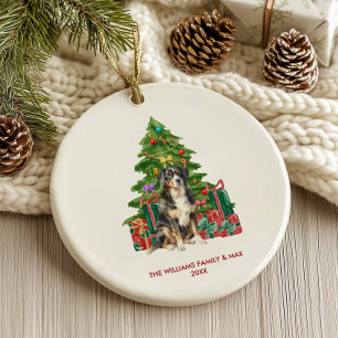 Ornamento De Cerâmica Cachorro de Montanha Bernês Natal Personalizado
