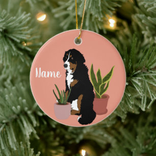 Ornamento De Cerâmica Cachorro de Montanha Bernese Personalizável