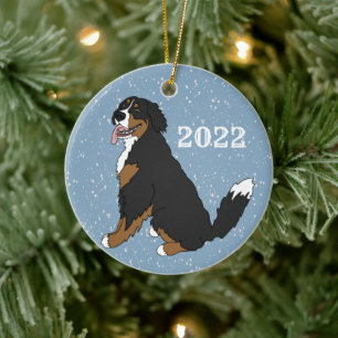 Ornamento De Cerâmica Cachorro de Montanha Bernese Personalizável  
