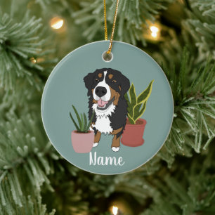 Ornamento De Cerâmica Cachorro de Montanha Bernese Personalizável