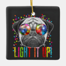 Ornamento De Cerâmica Cachorro de Natal bonito e Legal com luzes e fotos
