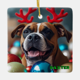 Ornamento De Cerâmica Cachorro de Natal bonito Personalizado