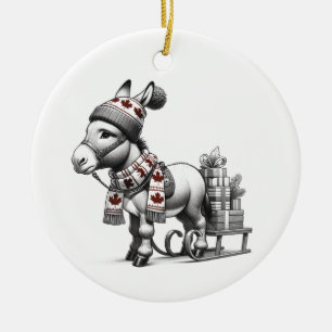 Ornamento De Cerâmica Cachorro de Natal Canadiano