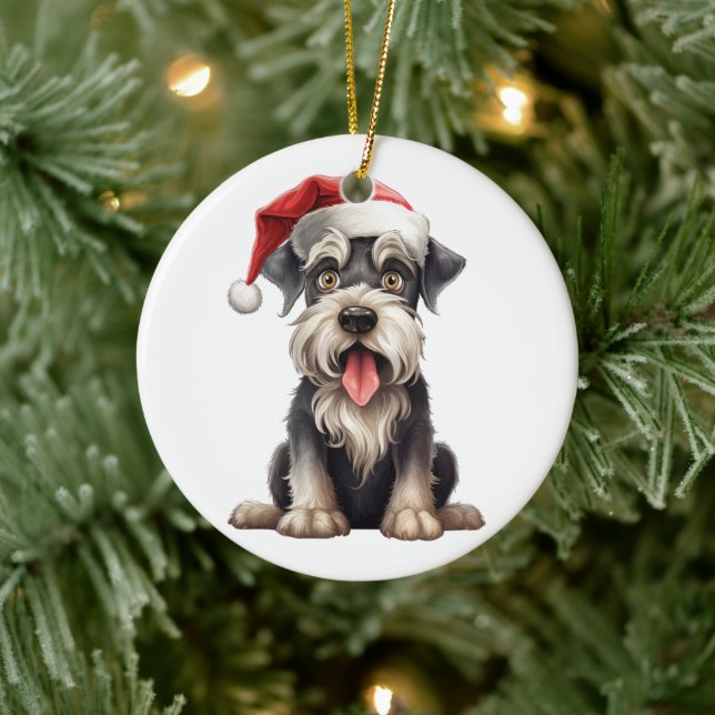 Ornamento De Cerâmica Cachorro de Natal de Schnauzer de Miniatura Person (Árvore)