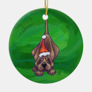 Ornamento De Cerâmica Cachorro de Natal em Green