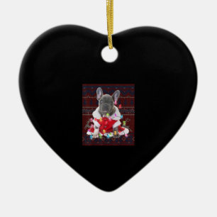 Ornamento De Cerâmica Cachorro de Natal Francês Luzes Feias