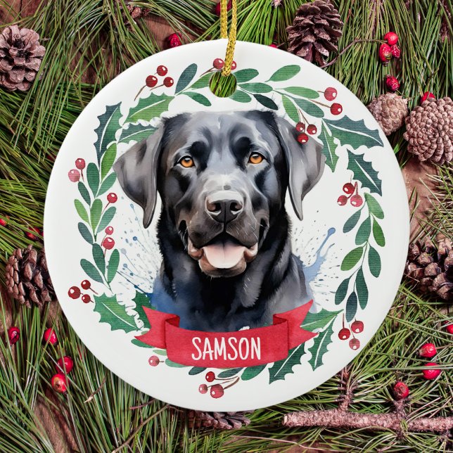 Ornamento De Cerâmica Cachorro de Natal Gelado Personalizado por Labrado (Criador carregado)