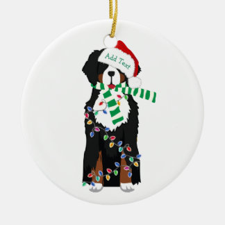 Ornamento De Cerâmica Cachorro de Natal Personalizado da Montanha Bernes