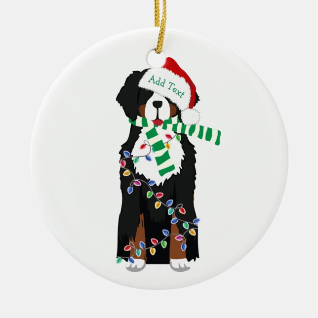 Ornamento De Cerâmica Cachorro de Natal Personalizado da Montanha Bernes (Frente)