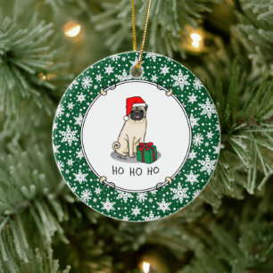 Ornamento De Cerâmica Cachorro de Papai Noel de Natal (desfiladeiro)
