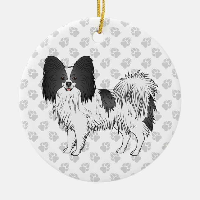 Ornamento De Cerâmica Cachorro De Papel Negro E Branco Com Patas (Frente)