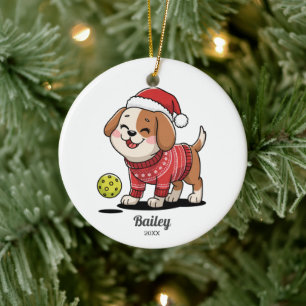 Ornamento De Cerâmica Cachorro De Pickleball, Suéter De Natal Feio, Sua