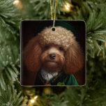 Ornamento De Cerâmica Cachorro de Poodle na Rua.<br><div class="desc">O Dia de Patrick este ano com este cachorro bonitinho no vestido de rua Patrick,  uma bela ideia de presente para alguém que ama cachorros</div>