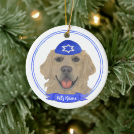 Ornamento De Cerâmica Cachorro de Retriever Personalizado de Ouro Hanukk