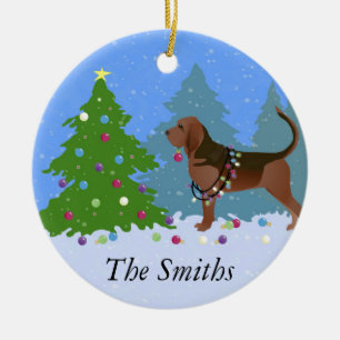 Ornamento De Cerâmica Cachorro de Sangue Decorando Árvore de Natal