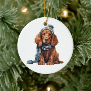 Ornamento De Cerâmica Cachorro de Setter Irlandês Personalizado