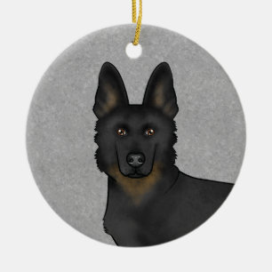 Ornamento De Cerâmica Cachorro Desenho Animado Pastor Alemão Bi-Preto Ca