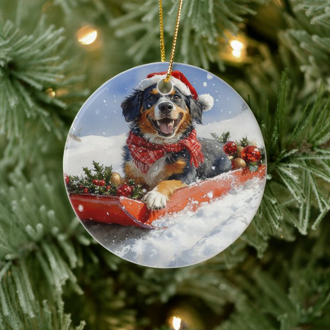 Ornamento De Cerâmica Cachorro do Conhound Bluetick no Natal da Seiva (Árvore)