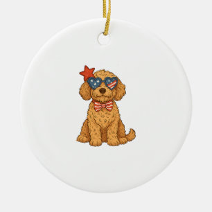 Ornamento De Cerâmica Cachorro do Dia 4 de Julho
