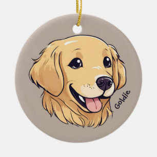 Ornamento De Cerâmica Cachorro do Retriever do Ouro