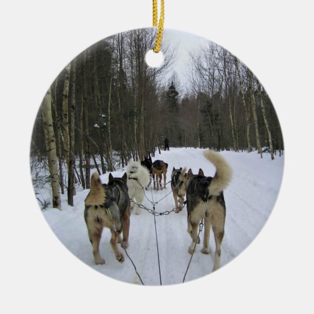 Ornamento De Cerâmica Cachorro Dormindo em Quebec, Canadá (Frente)