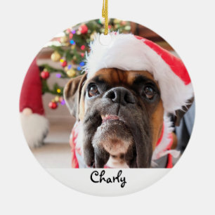 Ornamento De Cerâmica Cachorro Engraçado de Natal Personalizado
