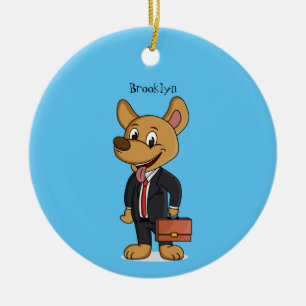 Ornamento De Cerâmica Cachorro engraçado vestindo desenho de terno