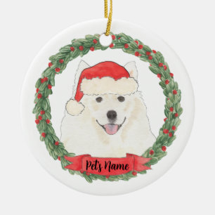 Ornamento De Cerâmica Cachorro esquimó americano personalizado Samoyed