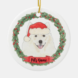 Ornamento De Cerâmica Cachorro esquimó americano personalizado Samoyed C