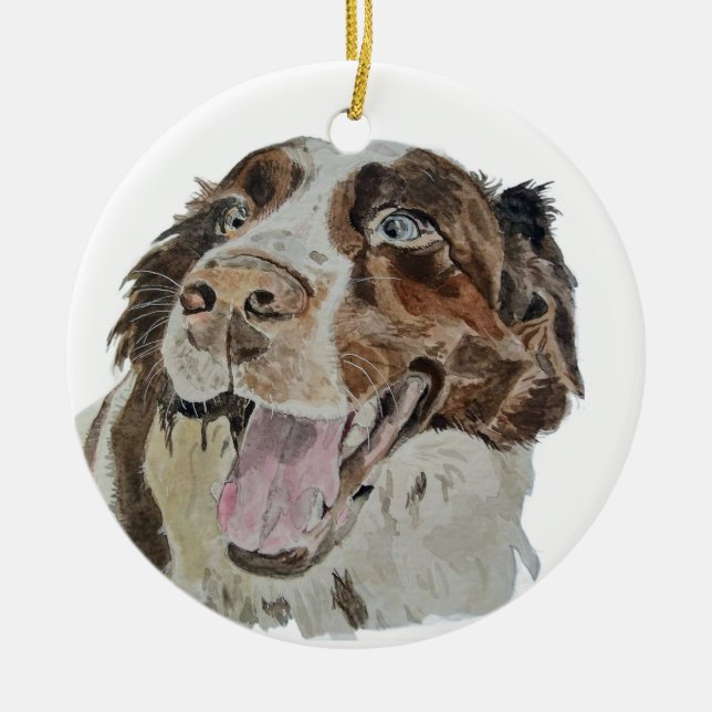 Ornamento De Cerâmica Cachorro Feliz (Frente)